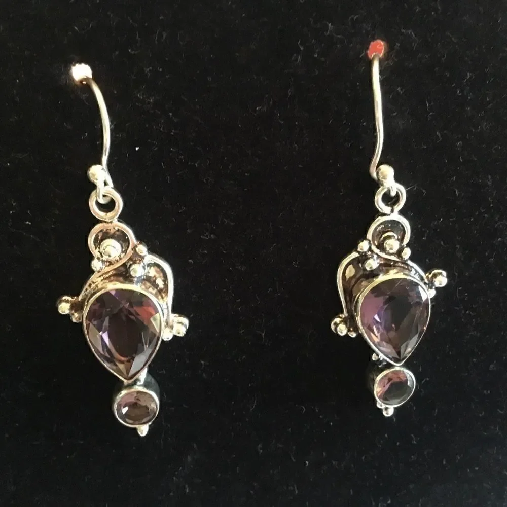 NWOT. Sterling Silver Amethyst Earrings